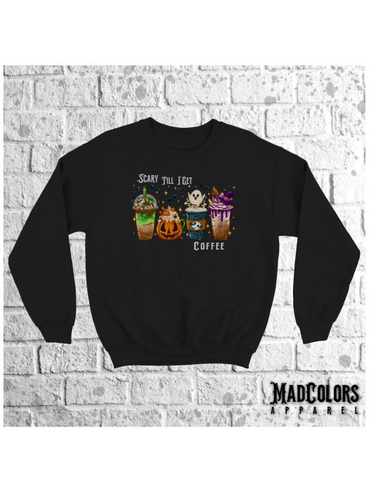 Блуза с дълъг ръкав Halloween - Scary Till I Get Coffee