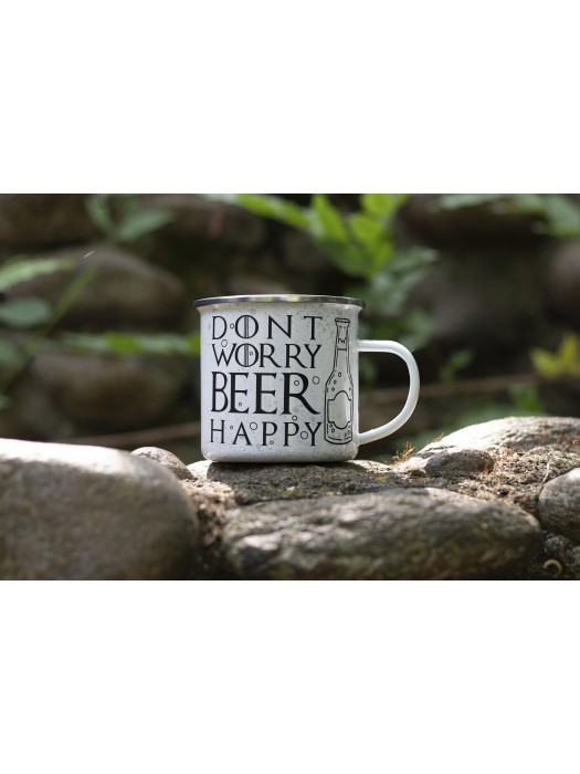 Метално канче с надпис Don't Worry Beer Happy