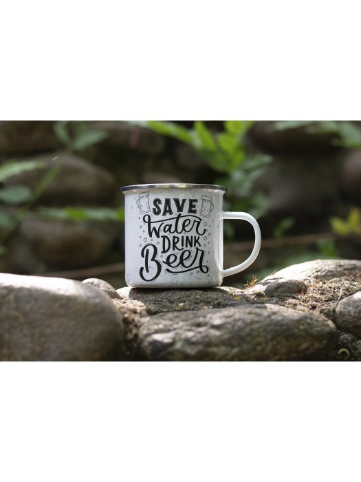 Метално канче с надпис Save Water Drink Beer