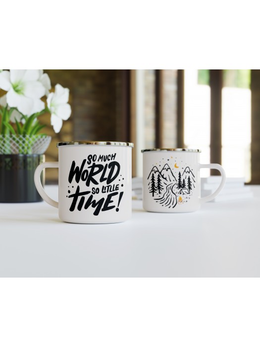 Метално канче с надпис So Much World So Little Time