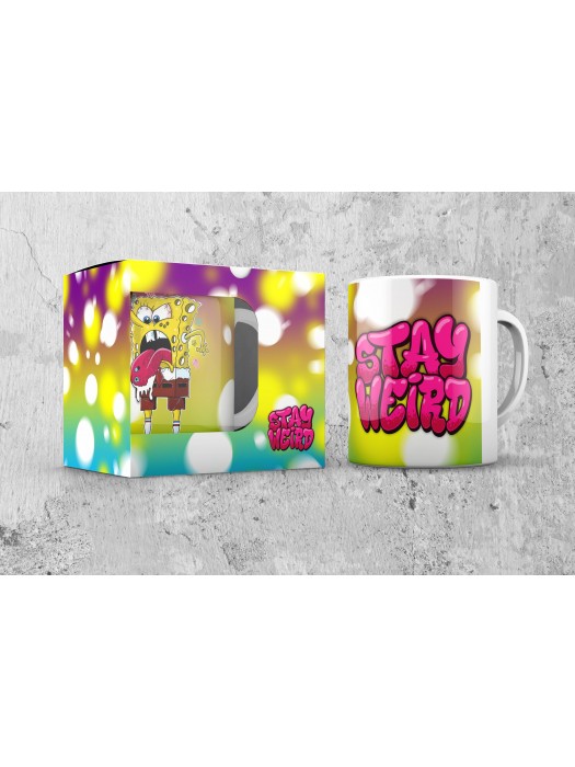 Чаша в кутия с печат Sponge Weird - Stay Weird
