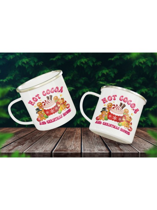 Метално канче за кафе Hot Cocoa and Christmas Movie - Pink