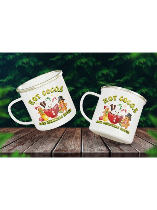 Метално канче с печат Hot Cocoa and Christmas Movie